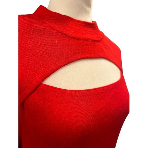 Ady P Womens‎ Red Cutout Long Sleeve Sweater Medium - Picture 3 of 7